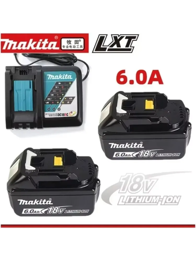 100% Original Makita Rechargeable Power Tool Battery, Replaceable LED Lithium-ion, 6.0 Ah 18V LXT BL1860B BL1860BL1850 BL1830