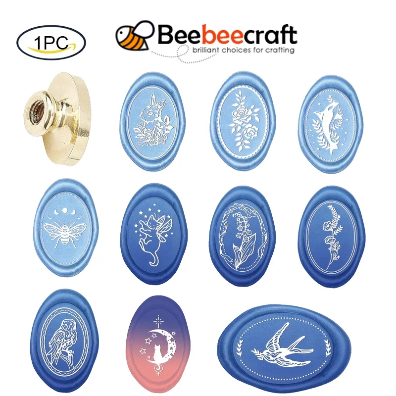 

1PC Wax Seal Brass Stamp Head for Wax Seal Stamp Oval Bird/Angel ect Pattern 3x2x1.45cm