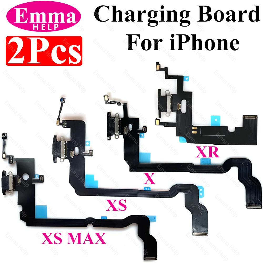 2 pcs/pack Charging Board Flex For iPhone Xs Max 11 Pro Max 13 12 Mini X XR USB Connector Microphone Socket Flex Cable