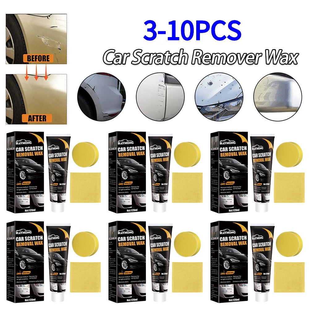 3-10PCS 120ml Auto Polish Paint Restorer Remove Stains Auto Polishing Kit with Sponges Fix Car Paint Scratch Repair Cleaning Kit