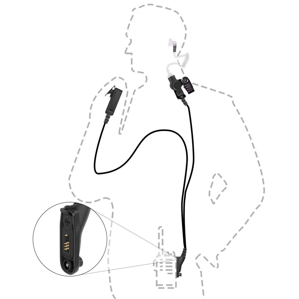 Earpiece Acoustic Tube Radio Ear Piece Two Way Headset with Mic for Motorola APX6000 APX4000 APX7000
