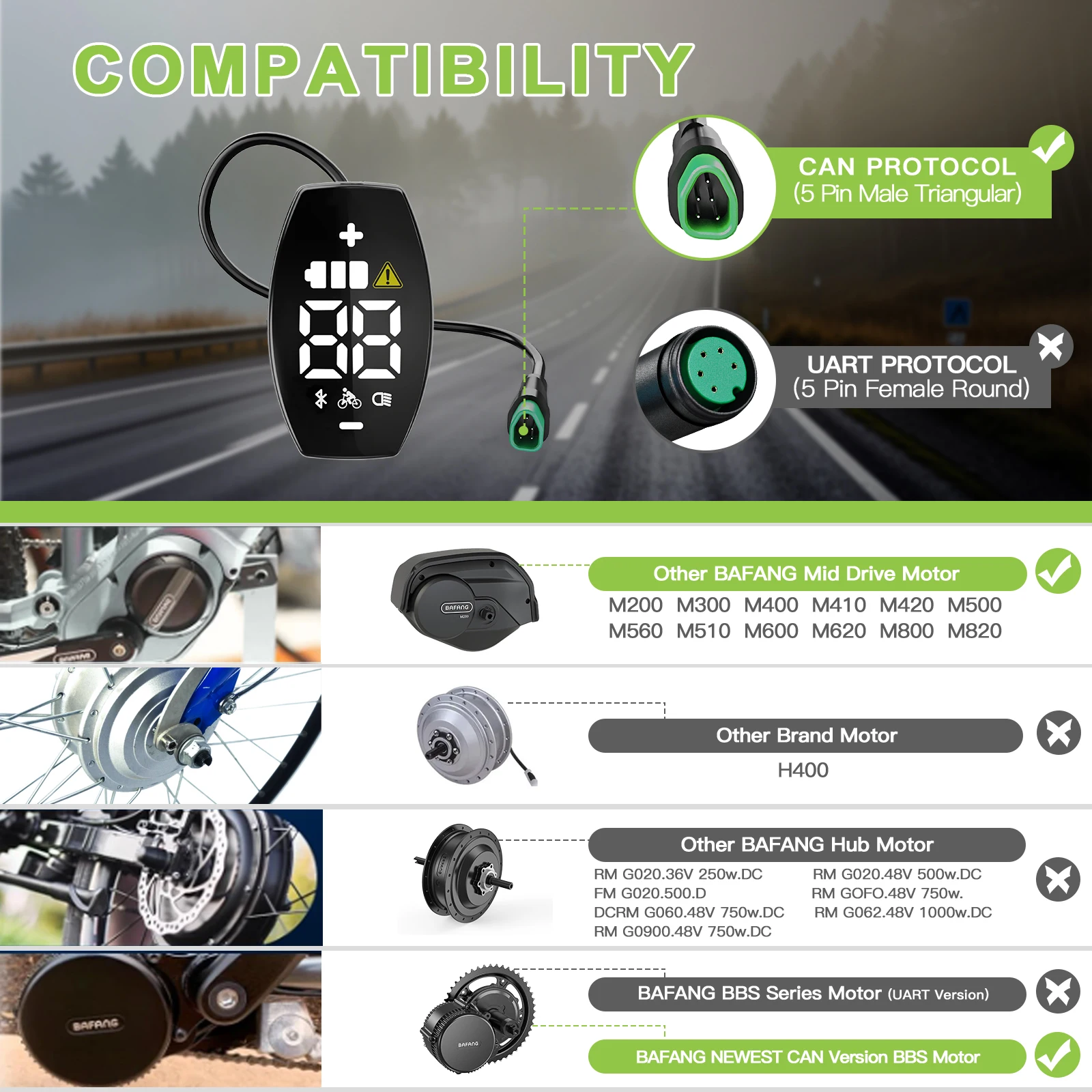 E-Bike VD03 Display HD LED-Bildschirm Motoranzeige CAN-Protokoll für BAFANG Mittelmotor-Teile mit 5-Pin Dreieckstecker – Detail 2