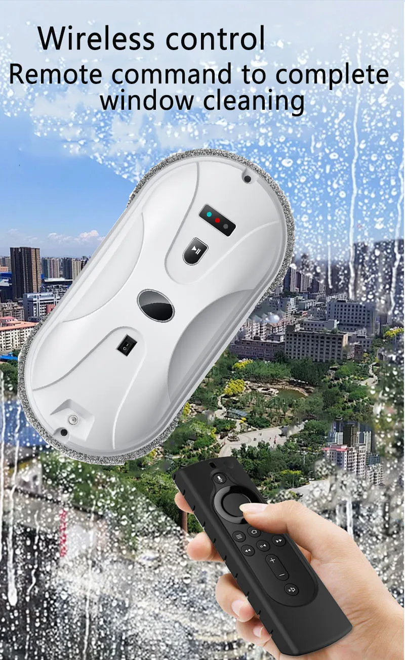 Window Cleaner Robot Large Suction Automatic Dual Spray Remote Control Window Washer Robot Multiple Cleaning Modes Household