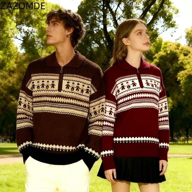 ZAZOMDE 2025 البوهيمي نمط نصف البريدي سترة للنساء الرجال خمر مستوحاة القبلية طباعة فضفاضة تناسب متماسكة البلوز تصميم فريد من نوعه #3