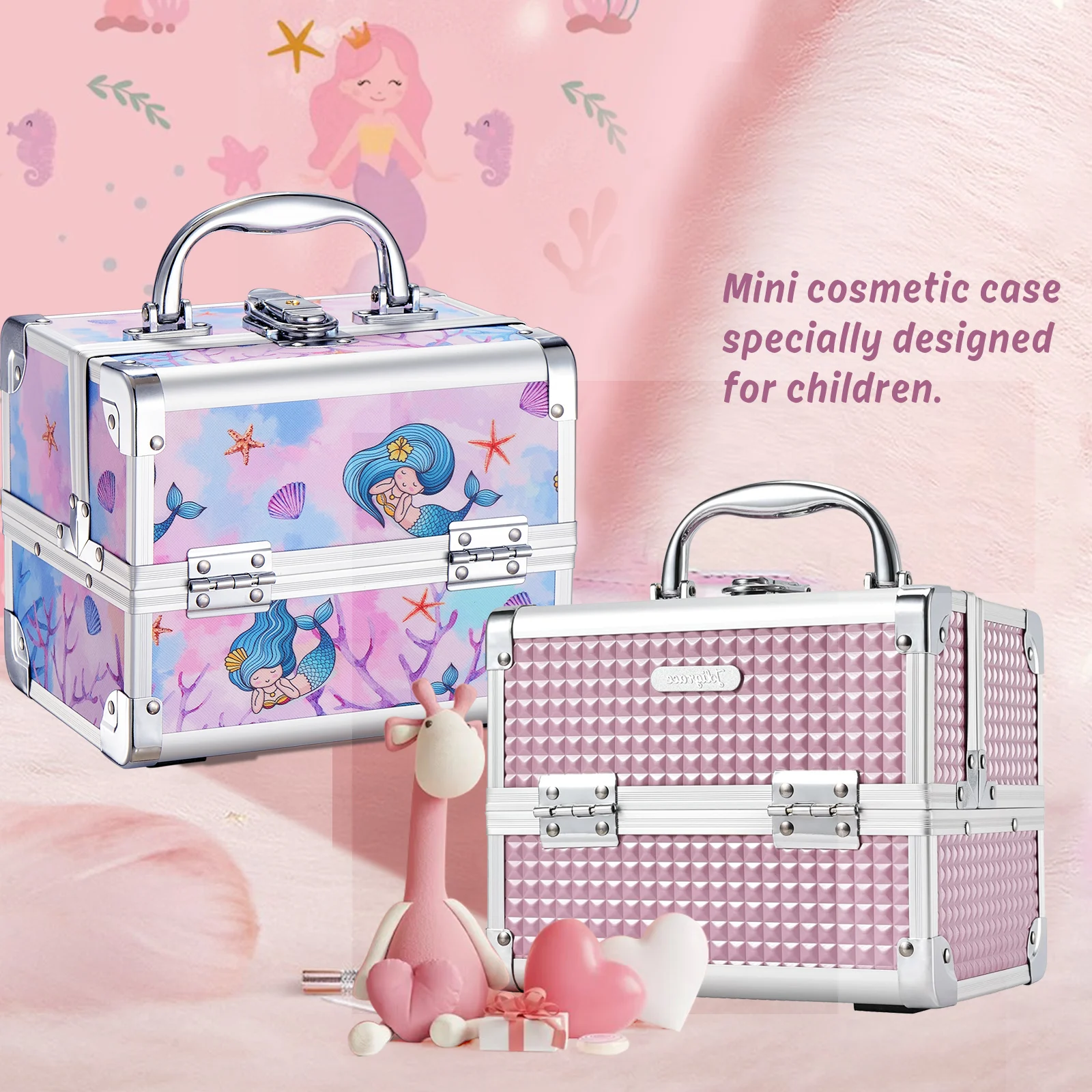 Portable Travel Makeup Box Alloy Mini Cosmetics Organizer Storage Jewelry Manicure Suitcase with Mirror Beauty Vanity Case