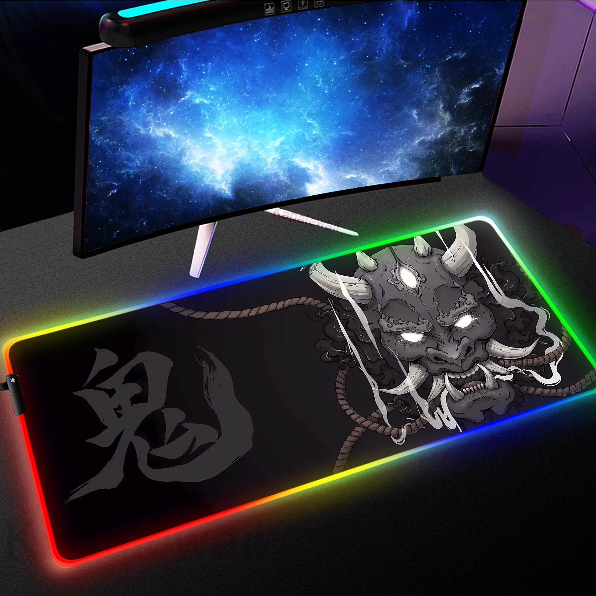 

Oni RGB Mousepad Gamer Mouse Pad Non-slip 90x40cm Mousepads Locking Edge Mouse Mat Gaming Mousepad Keyboard Pads Tapis De Souris