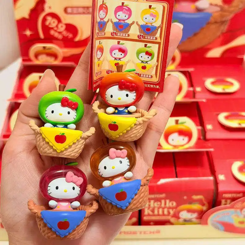 MOETCH Sanrio Hello Kitty Fruit Heart Themed Mini Shake Mystery Blind Box Gifts Toy Model Anime Figures Collect Ornaments