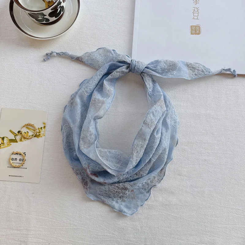 

%cotton gradient embroidered floral scarf women, neck protector-conditioned rooms, and sweet