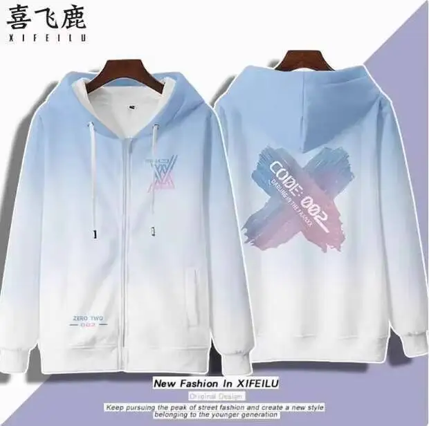

Anime DARLING In The FRANXX Zero Two Hooded Hoodie Coat Cosplay Costume Autumn Winter Men Women Jacket Loose Tops anime