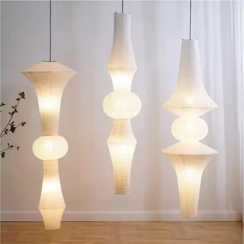 Noguchi Yong Lamp Living Room Restaurant Bedroom Staircase Light Japanese Rice Paper Lamp Shade Corner Designer Pendant Lights