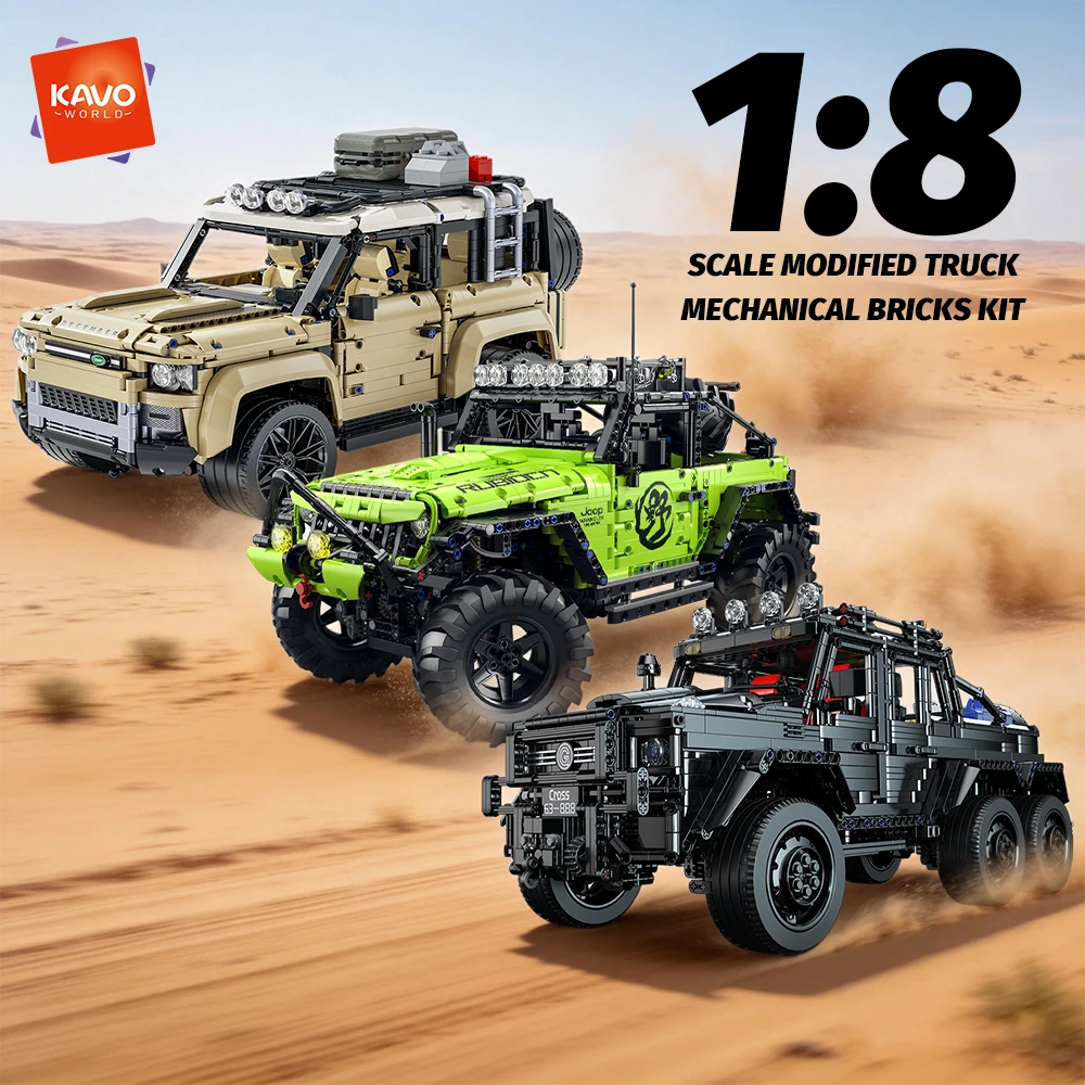 

KAVOWORLD 1:8 Scale Heavy-Duty Off-Road Building Set Model Mechanical Bricks Kit Stress Relief Home Decor for Off-Road Hobbyists