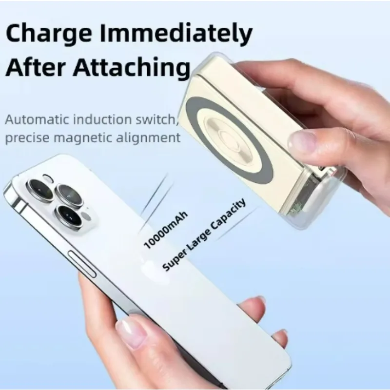 10000mAh Magnetic Wireless Charger Power Bank MagSafe Powerbank Portable Induction Charger for IPhone 15 Xiaomi Samsung Huawei