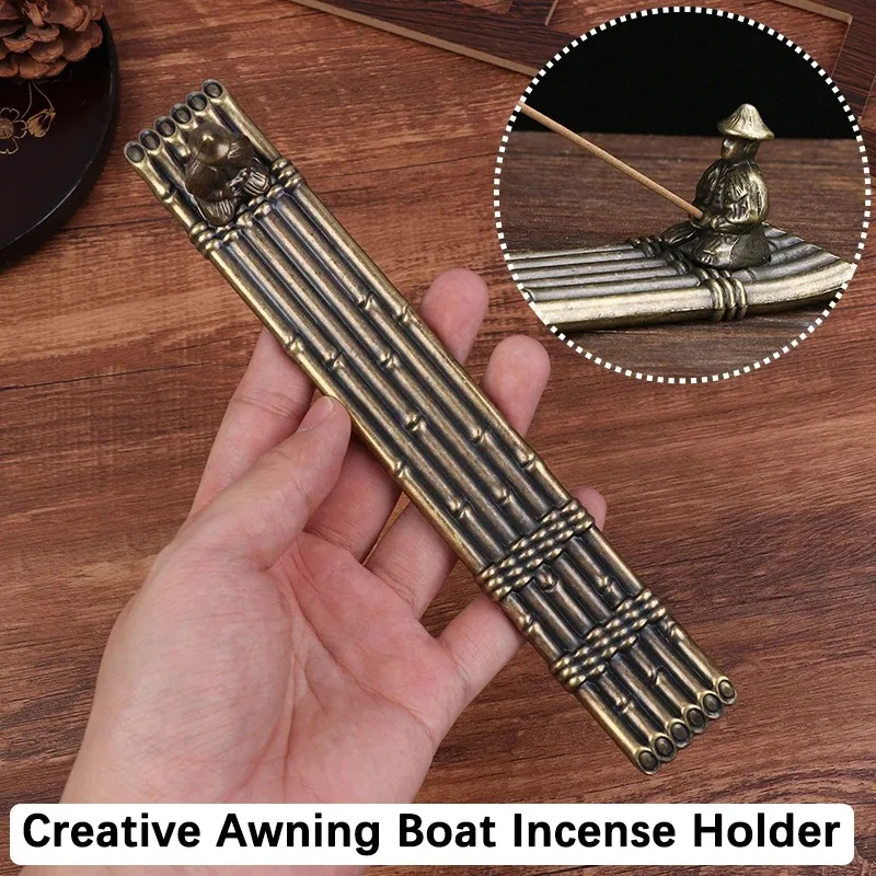 Creative Awning Boat Incense Holder Boat Fisherman Japanese Incense Stick Burner Desktop Ornaments Vintage Home Decor Zen Gift 3