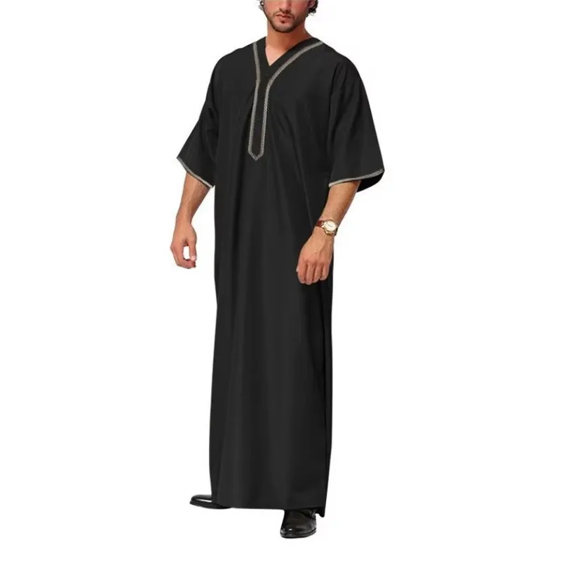Jubba Thobe per uomo abbigliamento musulmano islamico moda marocchina saudita araba Dubai Oman nero inverno lungo taglie forti caftano casual