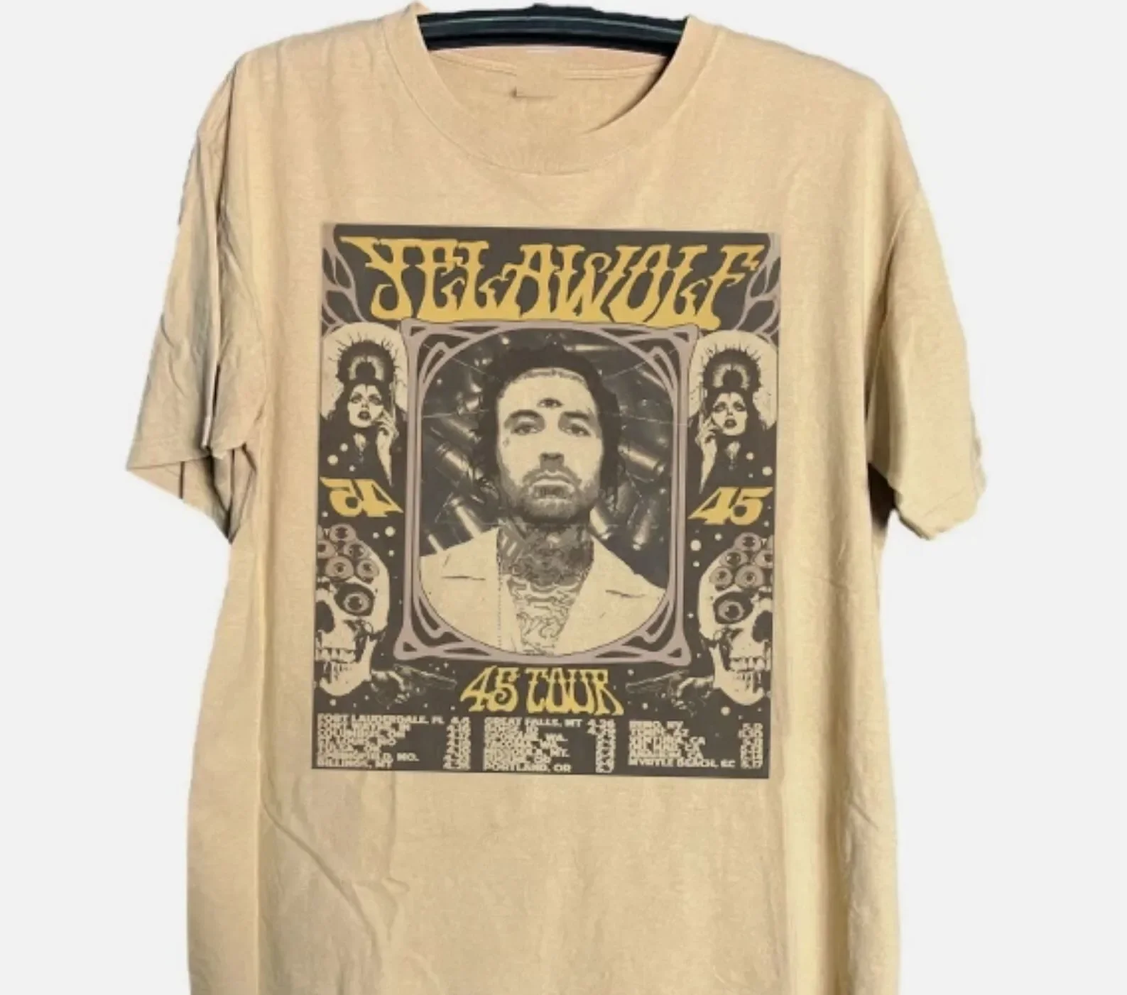 Yelawolf 45 TOUR Gift For Fan Cotton Sand T Shirt Full Size S-5XL