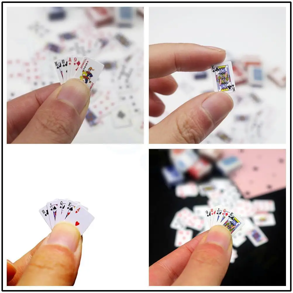 1 Set 1:12 Cute Miniature Dollhouse Cute Mini Poker Playing Cards Style Random Mini Cute Poker For Dollhouse