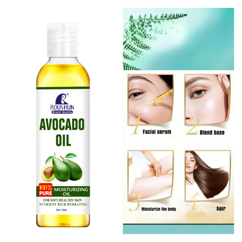 118ml Avocado Body Oil Moisturizing and Nourishing Skin Large Capacity Full Body Essential Oil for Body, Face, Hand, Lip, Eye，