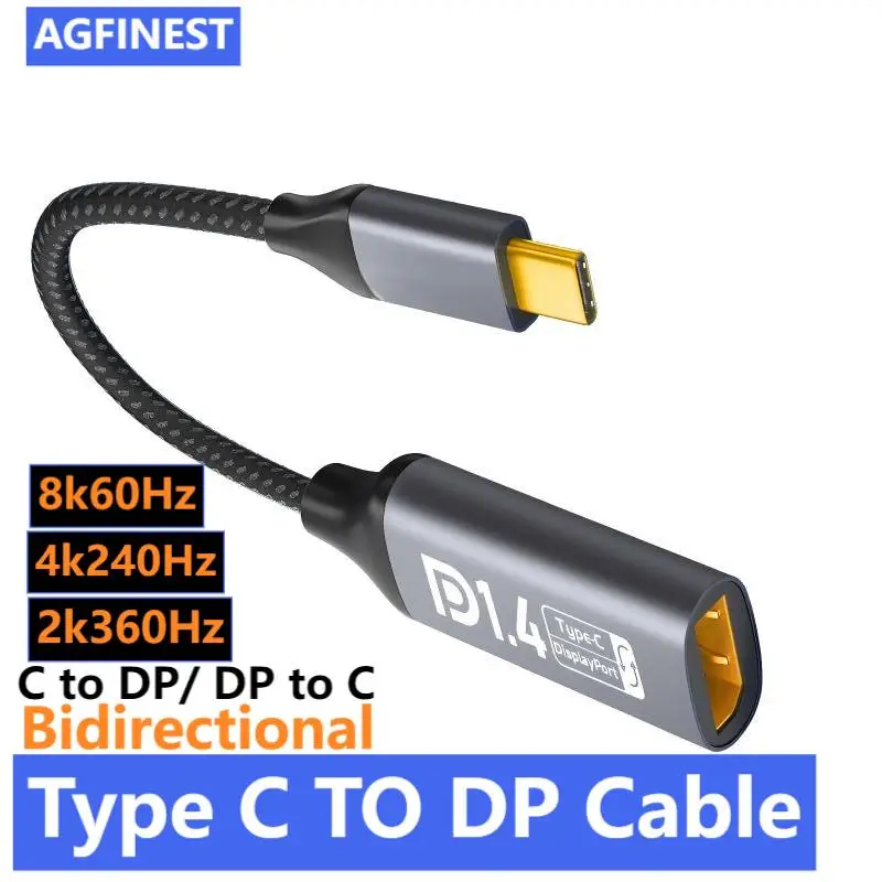 

USB C to Displayport 1.4 Adapter 8K for iPhone Macbook Pro iPad Bidirectional 8K60Hz 4k240Hz DP1.4 to C Adapter Cable extender