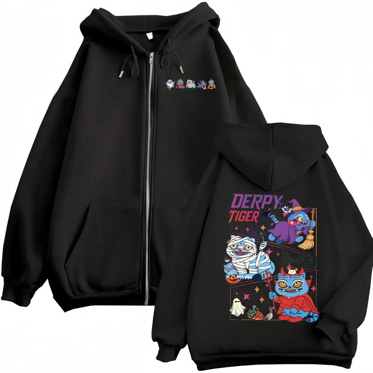 

KPop Demon Hunters Cartoon Graphic Zipper Hoodie Men Women Fashion Y2k Zip Up Sweatshirt High Quality Fleece Oversized Pullovers