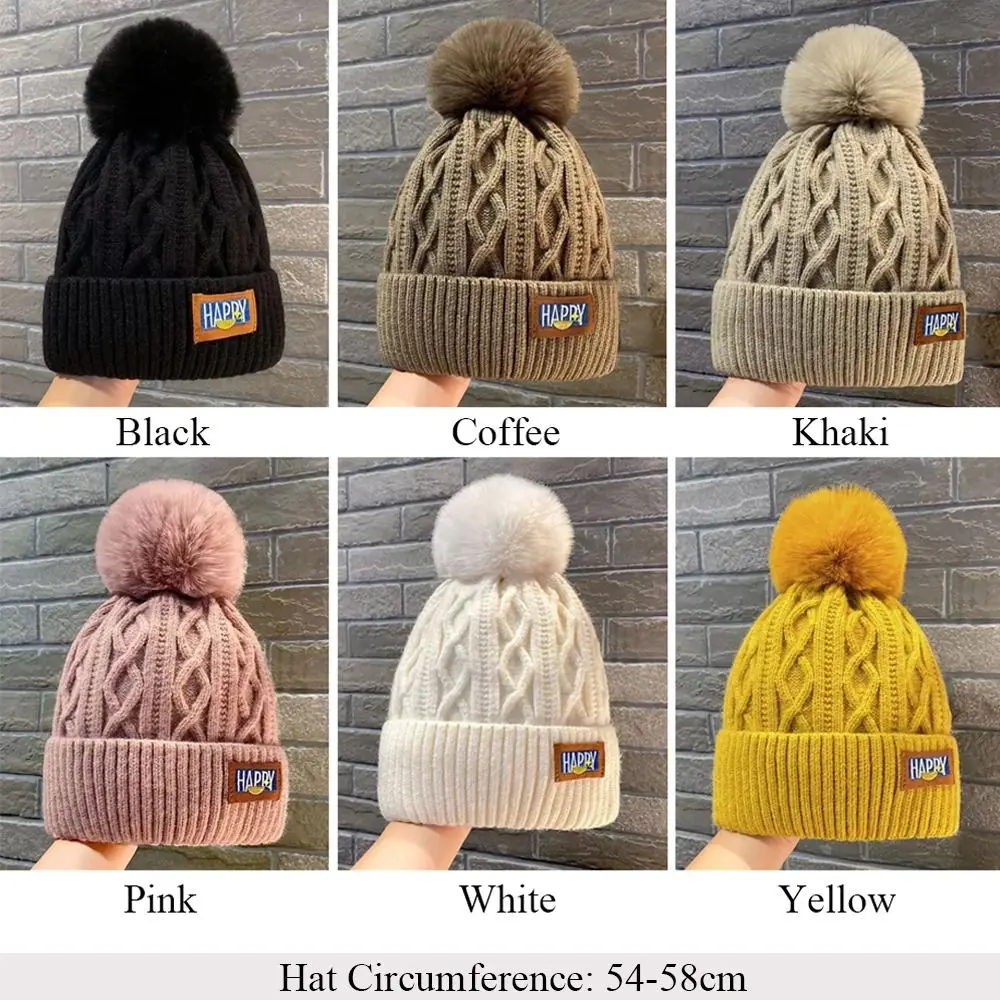 Moda donna Casual berretto lavorato a maglia pompon cappello Hairball cappello addensato inverno Outdoor cappello caldo cappelli Beanie alla moda