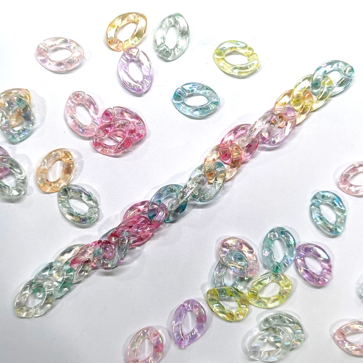 80pcs Transparent Acrylic DIY Chain Colorful Packaging for Mobile Phone Chain and Jewelry Components