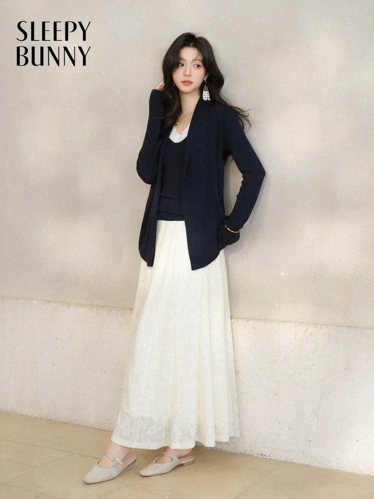 Women Heavy Jacquard Skirt Early Spring High Waist Petite Friendly A-line Swing Maxi Bottom for Lady Retro Casual Daily Chic