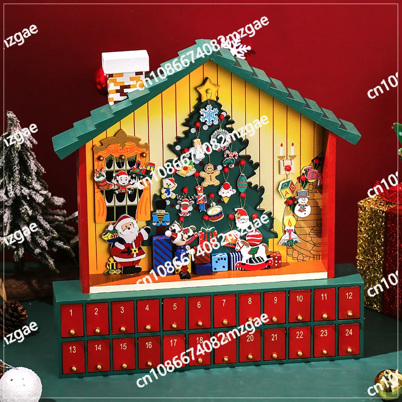 

Christmas Gift Box Decoration Scene Ornament Atmosphere Atmosphere New Year Gift Box Props Wooden Countdown Calendar