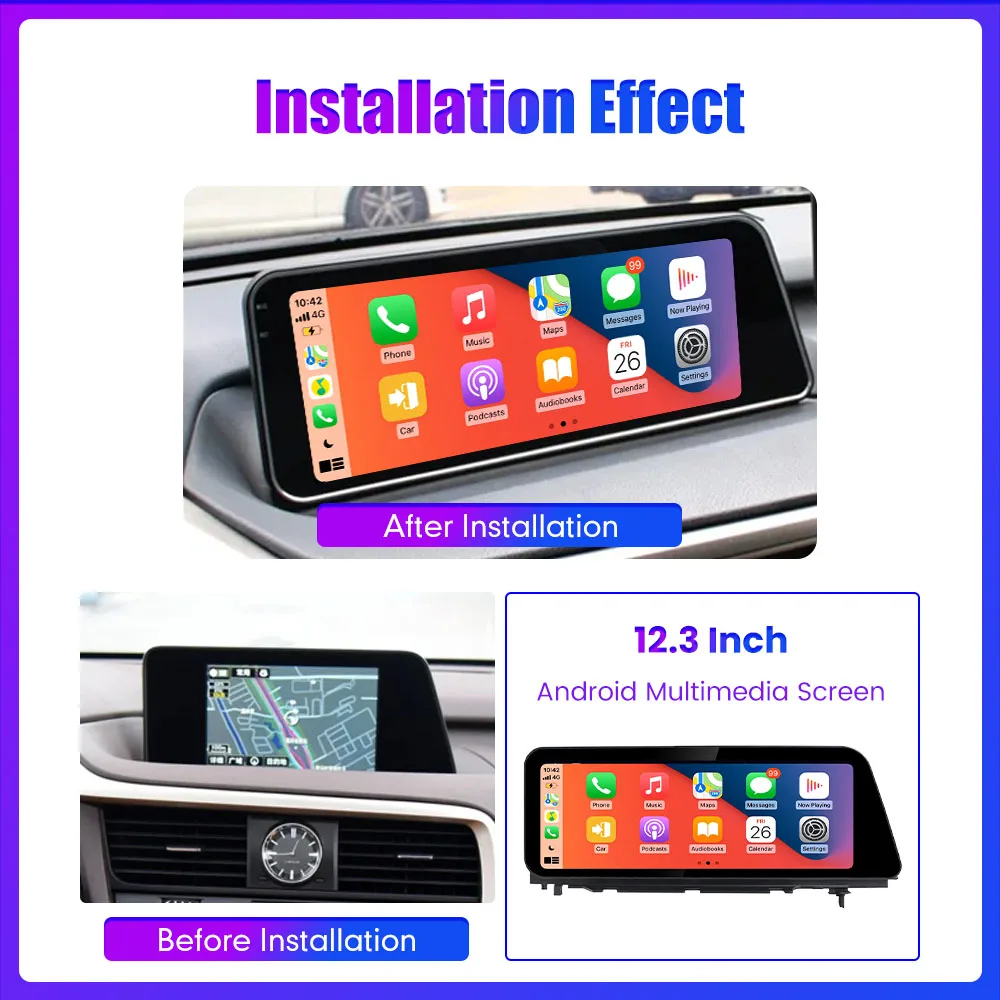 Android Car Stereo Radio For Lexus RX RX200T RX300 RX350 RX450h RX400h 15-19 GPS Navigation Multimedia Player Carplay 12.3