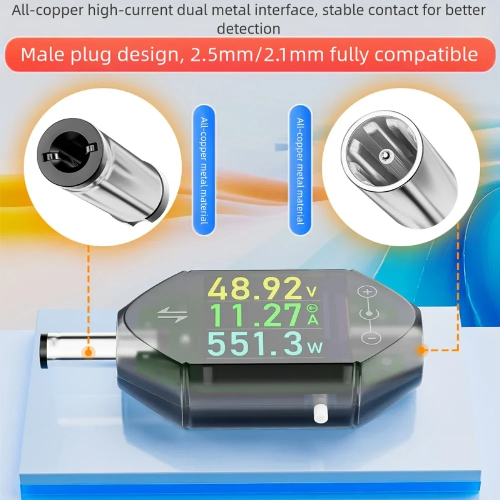 1pc 600W DT550 Digital Voltage And Current Tester DC5.5x2.5 Power Capacity Meter Color Screen Display Electrical Instruments