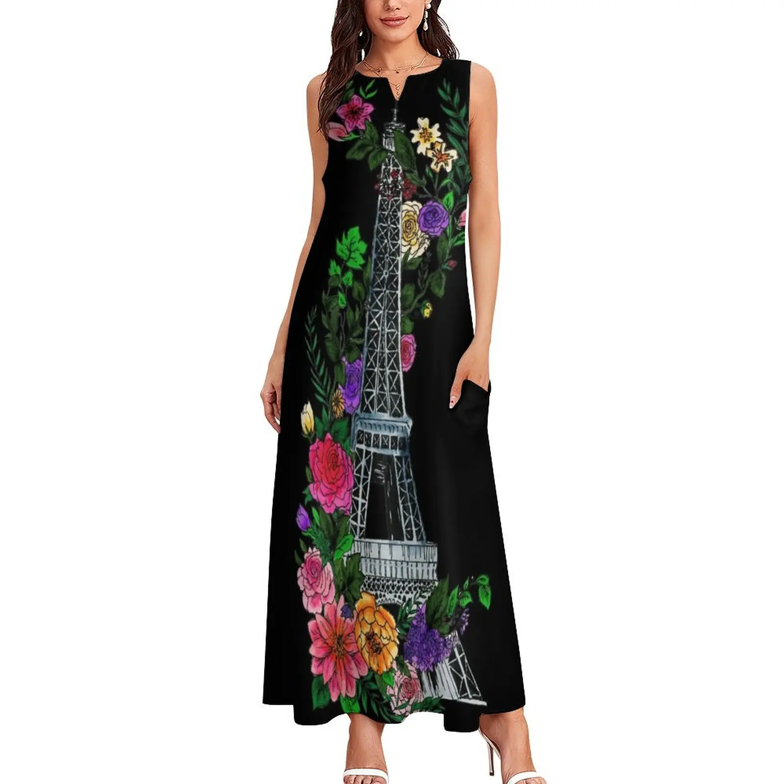 Floral Eiffel Tower Long Dress Women's summer suit Summer skirt summer dresses women 2025 loose dress Dress