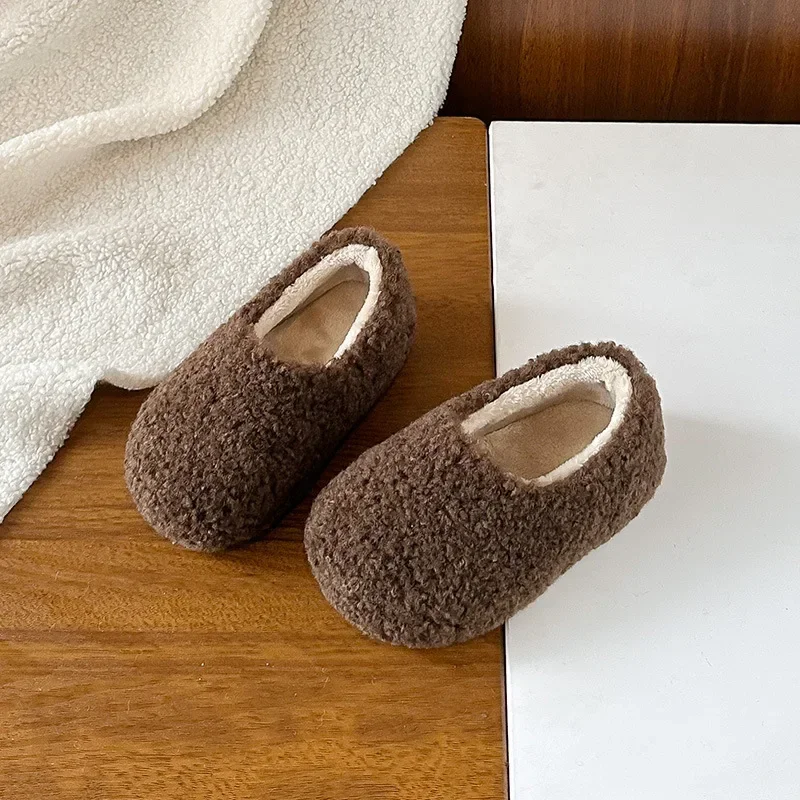

Children Casual Shoes Suede Warm Solid Color Kids Flat Shoes Round Toes 2025 Winter New Girls Princess Shoes Soft Sole Non-slip