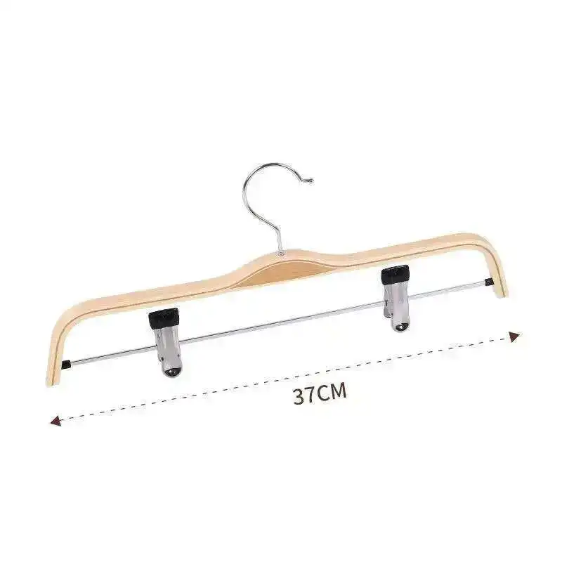 Perchas antideslizantes de madera maciza, colgador de Clip para pantalones de madera de bambú, organizador de pantalones para adultos con Clips para pantalones, estante para pantalones de madera, 5 uds.