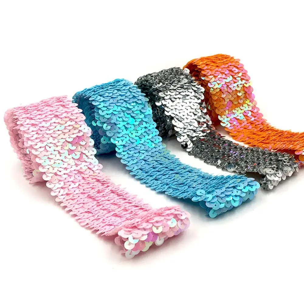 

4.8cm/1M Home Wide Sequin Lace Ribbon Glitter Wristlet Hand Decorated Hand Cuff Stretch Sewing Materials Dance