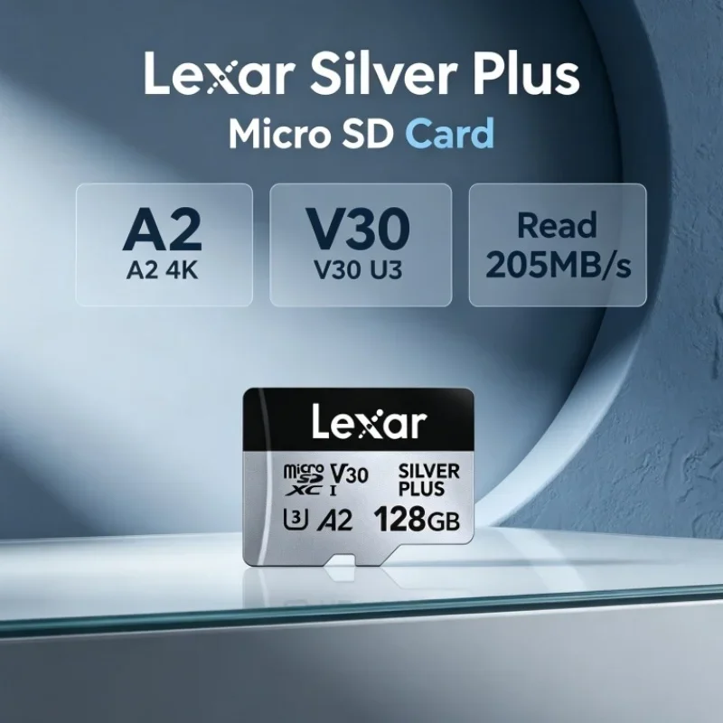 Lexar Silver Plus Micro SD Card 64GB 128GB 256GB 512GB 1TB TF Memory Cards Read 205MB/s SDXC A2 4K V30 U3 for Digital Camera