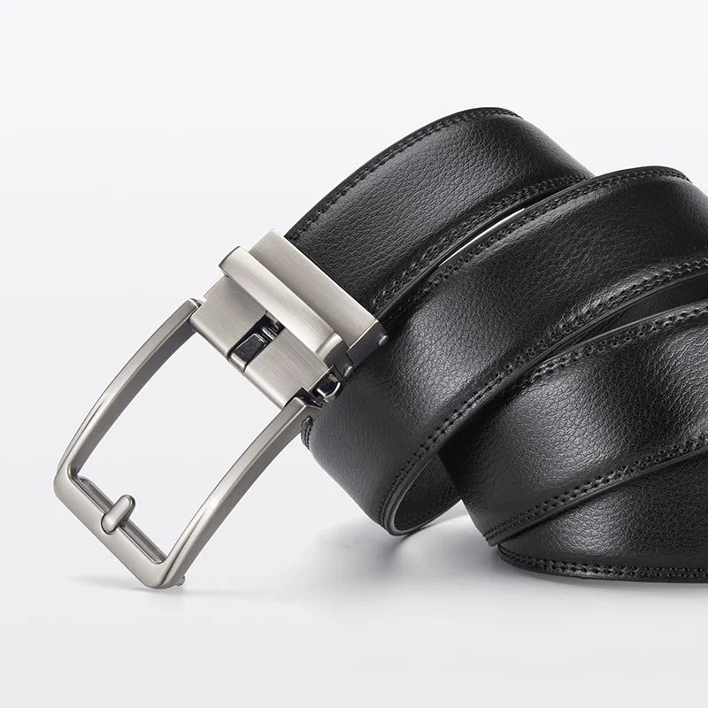 Belt men's rotating buckle cowhide automatic buckle belt, high-end feeling fake needle buckle belt