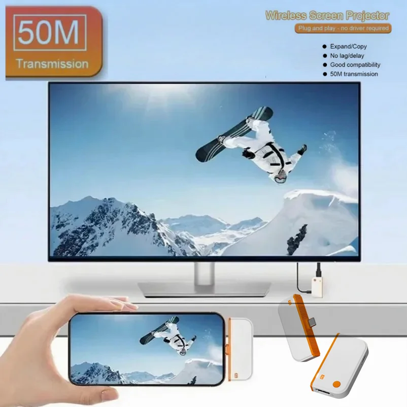 

50m HDMI-Compatible Tpye C Wireless Video Transmitter and Receiver Extender 1080P Wifi Display TV Stick Dongle Adapter for PC TV