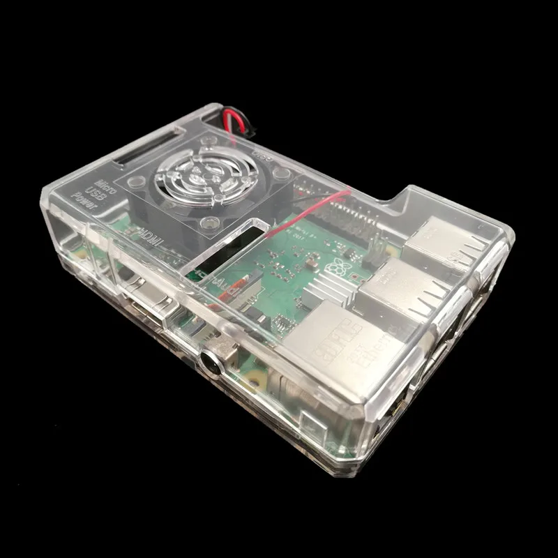 Raspberry Pi 3 Model B+(Plus) ABS Case Tranparent Black ABS Enclosure Box Shell With Cooling Fan  for Raspberry Pi 3/2