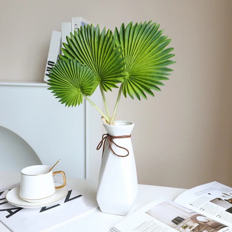 3pcs/Lot Real Touch PU Palm Turtle Leaf Fake Plants Calla Lily Wedding Room Home Decor Table Vase Flower Arrangements Ornaments - Detail 1