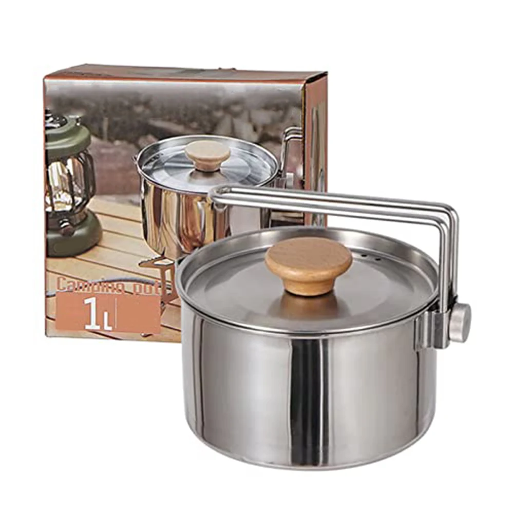 

For Hiking For Picnics Camping Kettle 14*10.5*14.5CM Family Camping Kettle Camping Accessories 1 Liter Capacity