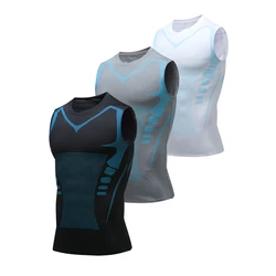 Regata de compressão dos homens camisa de ginásio sem mangas impressão secagem rápida roupas esportivas masculino fitness musculação colete treino muscular topo