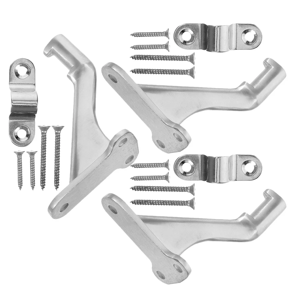 

3 Sets Stainless Steel Handrail Brackets for Stairs Durable Easy Installation Hardware Accessories with Screws Washers Strong