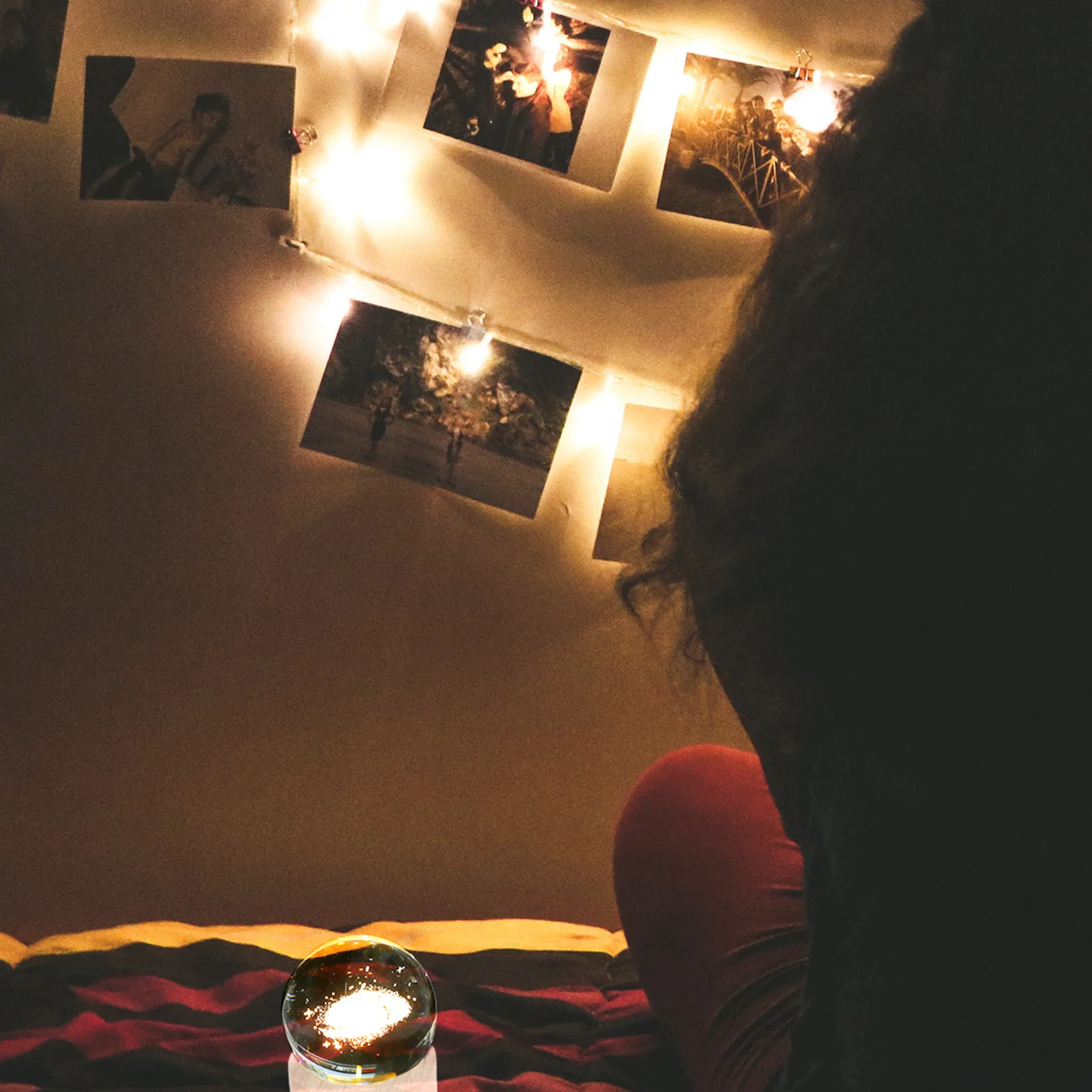 كريستال الكرة ليلة ضوء قاعدة خشبية الجدول مصباح غرفة نوم ديكور المنزل هدية الإبداعية لعيد الميلاد السنة الجديدة كرة بلورية #1