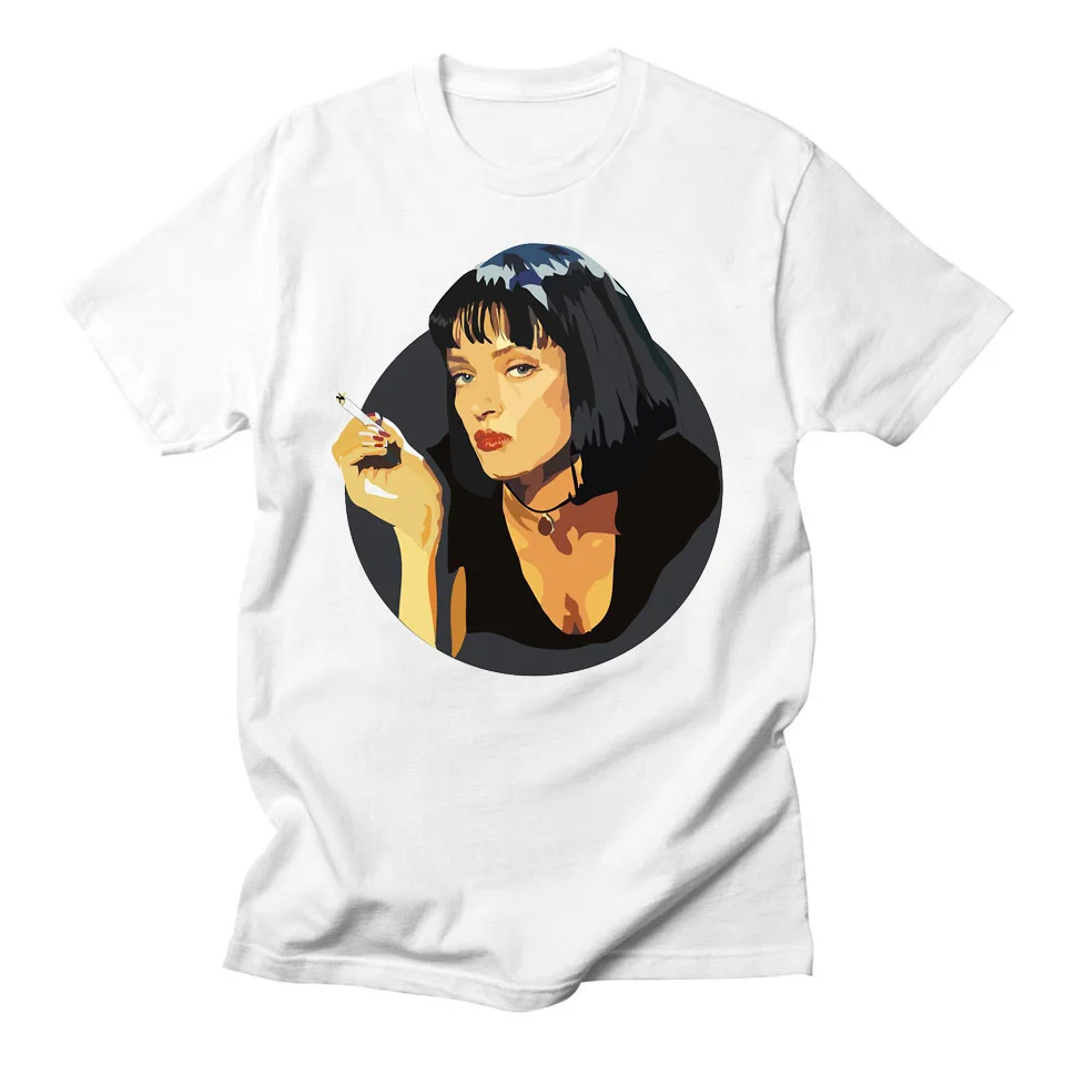 Movie Mia Wallace Pulp Fiction Graphic Tshirts Men Women Summer Comfortable Polyester Tops Tarantino Harajuku Shirt Ropa Hombre