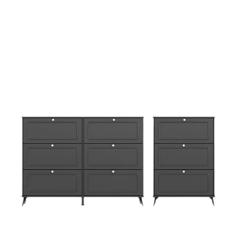

Solid wood, black, ultra-thin, tipping bucket shoe cabinet, household, outer corridor, entrance, entrance cabinet