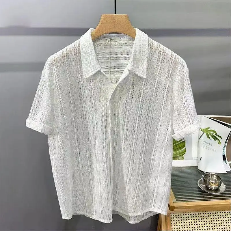 Men's Clothing Fashion Stripe Short Sleeve Shirt Summer Stylish Design Top Trendy Brand Streetwear Cool Casual Men's Shirt