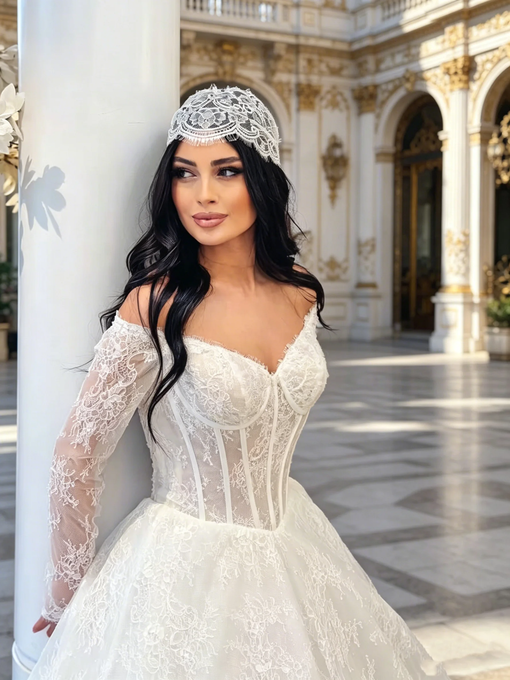 aliexpress wedding dress long sleeve Wedding Dress Aliexpress Ball Gown High Neck Long Sleeve Pearls Flowers All  Over Appliques Lace