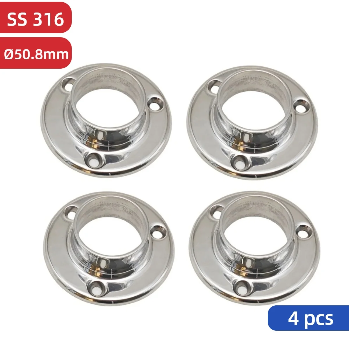 

4PCS Stainless Steel Handrail Round Tube Holder Flange Support Base