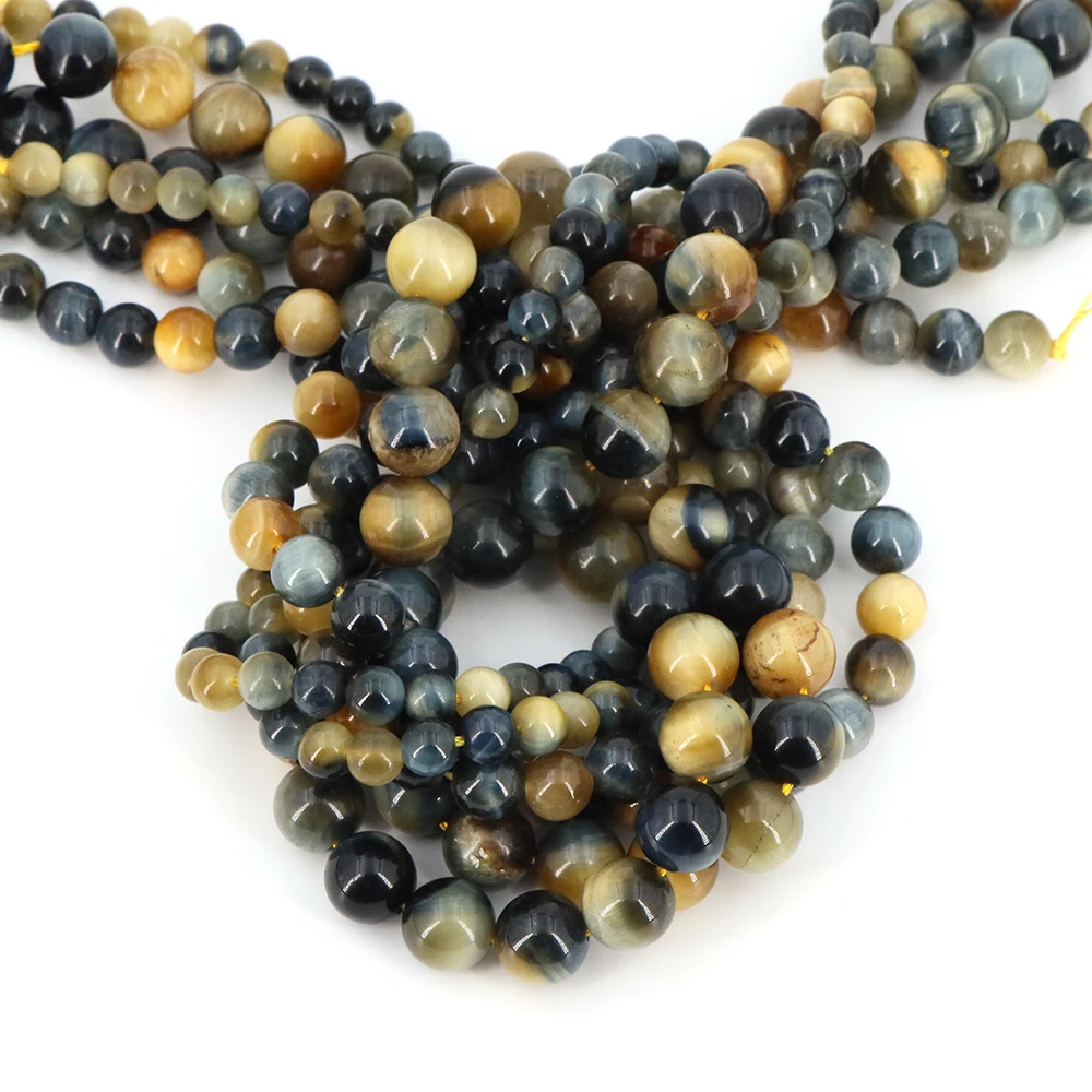 الحجر الطبيعي حلم عين النمر الخرز شفاء كريستال الجولة فضفاض خزر عازل لصنع المجوهرات عقد دي اي واي سوار 4/6/8/10 مللي متر #2