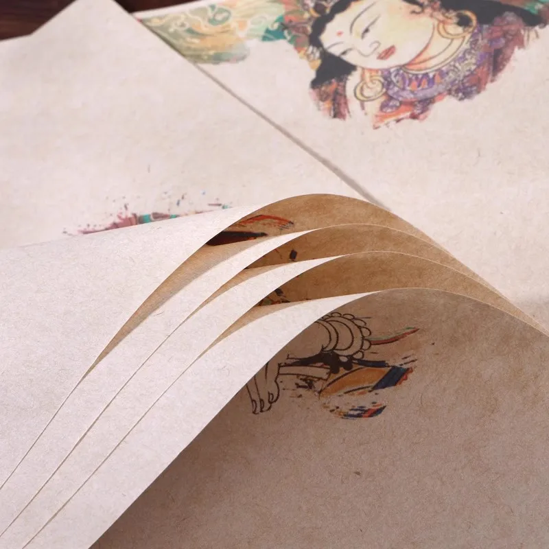 20pcs Vintage Distressed Calligraphy Paper with Long Fiber, Ideal for Small Regular Script and Classical Art 23x28 cm