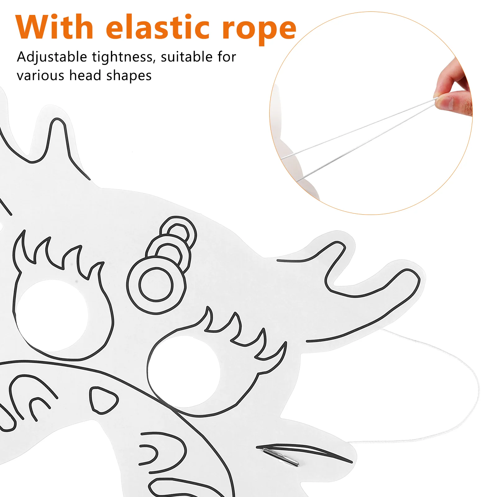 Mask Elastic Cord Unique Masks Costume Festival Rope DIY Light Weight Party Accessory White Cardboard Unpainted